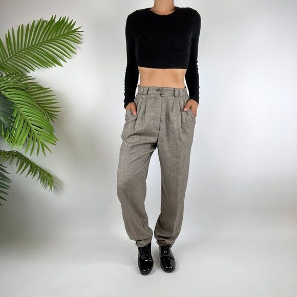 Vintage 80s 90s Grunge Indie Preppy High Waisted Brown Dress Pants / Size: 7 - Picture 1 of 6